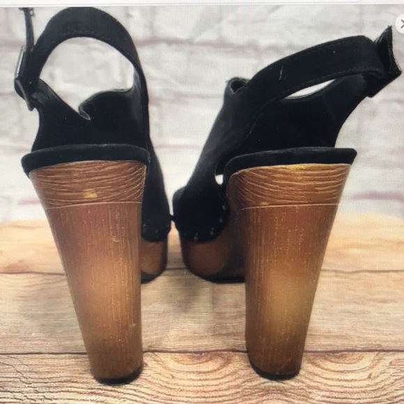 Black Suede Platform Clog Heels - Women - Picture 2 of 2